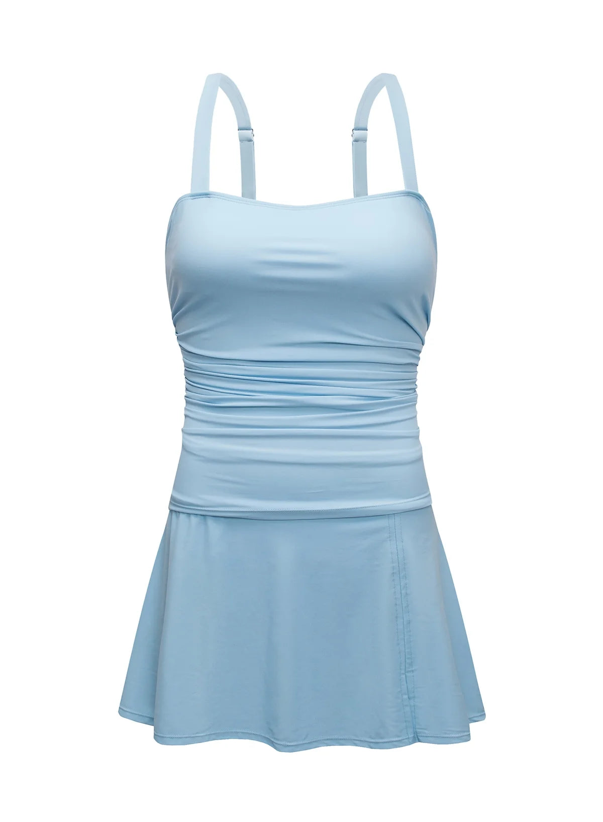 Tankini Swimsuits for Women Tankini Bathing Suit 2 Piece Tummy Control Ruched Tankini Top with Swim Skirt Swimwear Blue L
