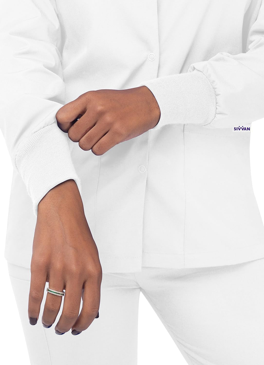 Women'S Scrubs Warm-Up Jacket/Front Snaps - round Neck