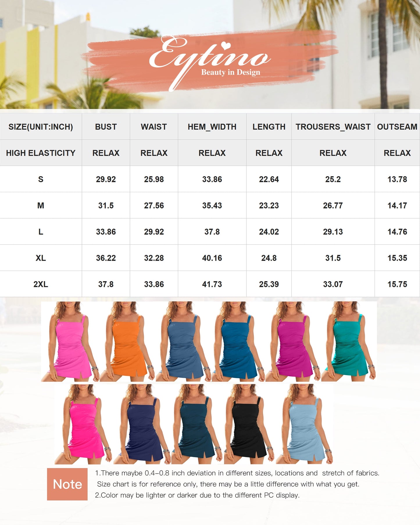 Tankini Swimsuits for Women Tankini Bathing Suit 2 Piece Tummy Control Ruched Tankini Top with Swim Skirt Swimwear Blue L
