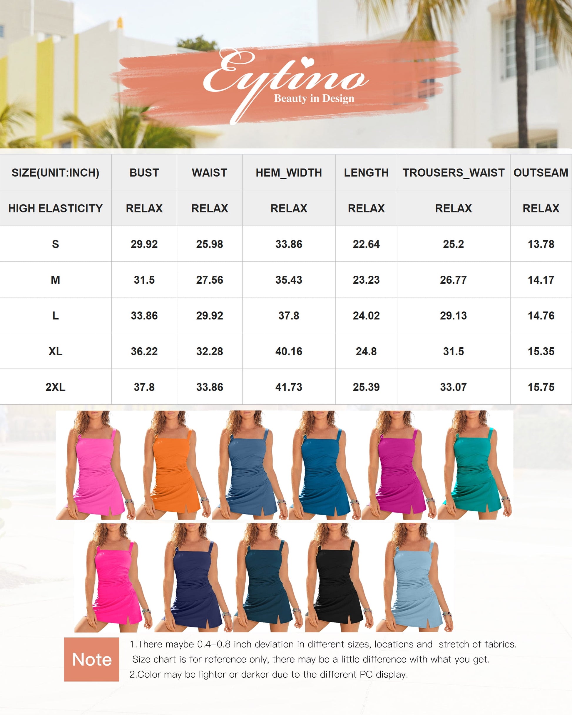 Tankini Swimsuits for Women Tankini Bathing Suit 2 Piece Tummy Control Ruched Tankini Top with Swim Skirt Swimwear Blue L