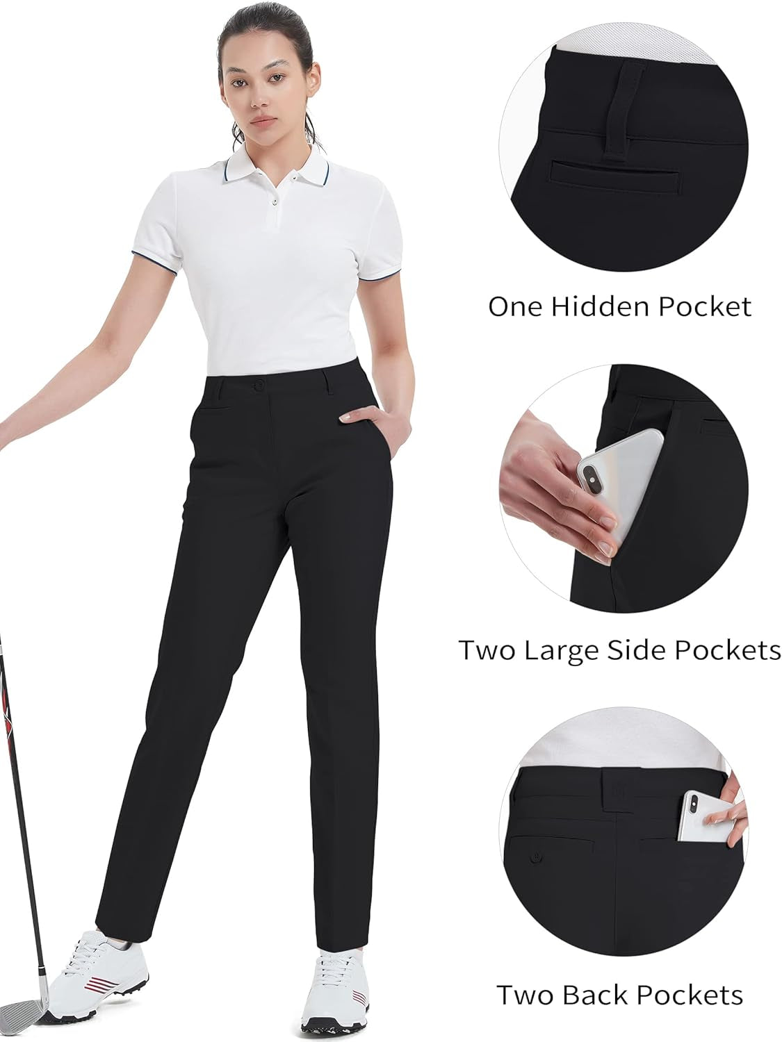Women'S Golf Pants Stretch Straight Lightweight Breathable Twill Work Chino Ladies Pants