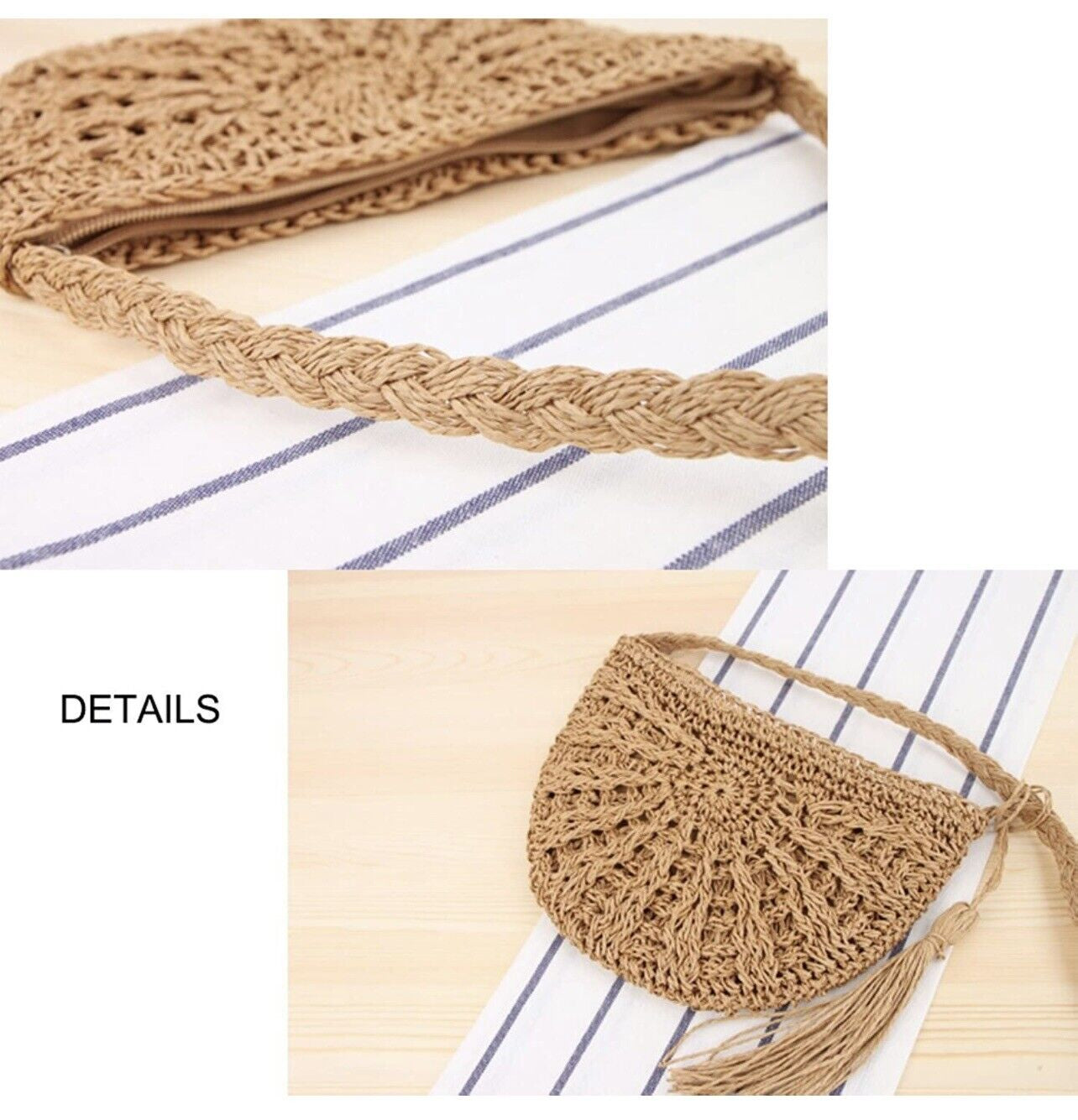 Straw Crossbody Bag Women Weave Shoulder Bag round Summer Beach Purse