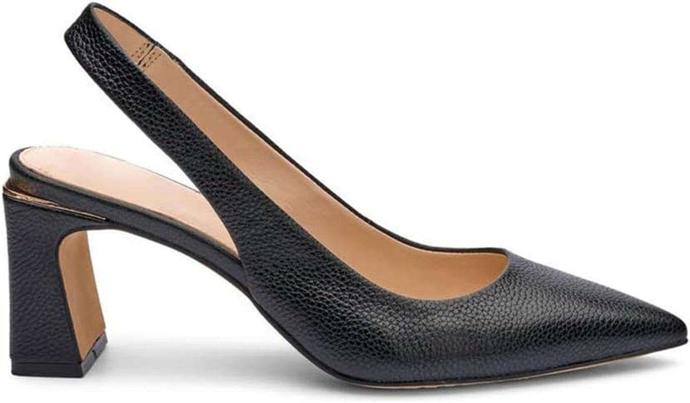 Womens Slingback Chunky Heels Point-Toe Pump Shoes Block Heel Summer Sandals Low-Heel Party Shoes