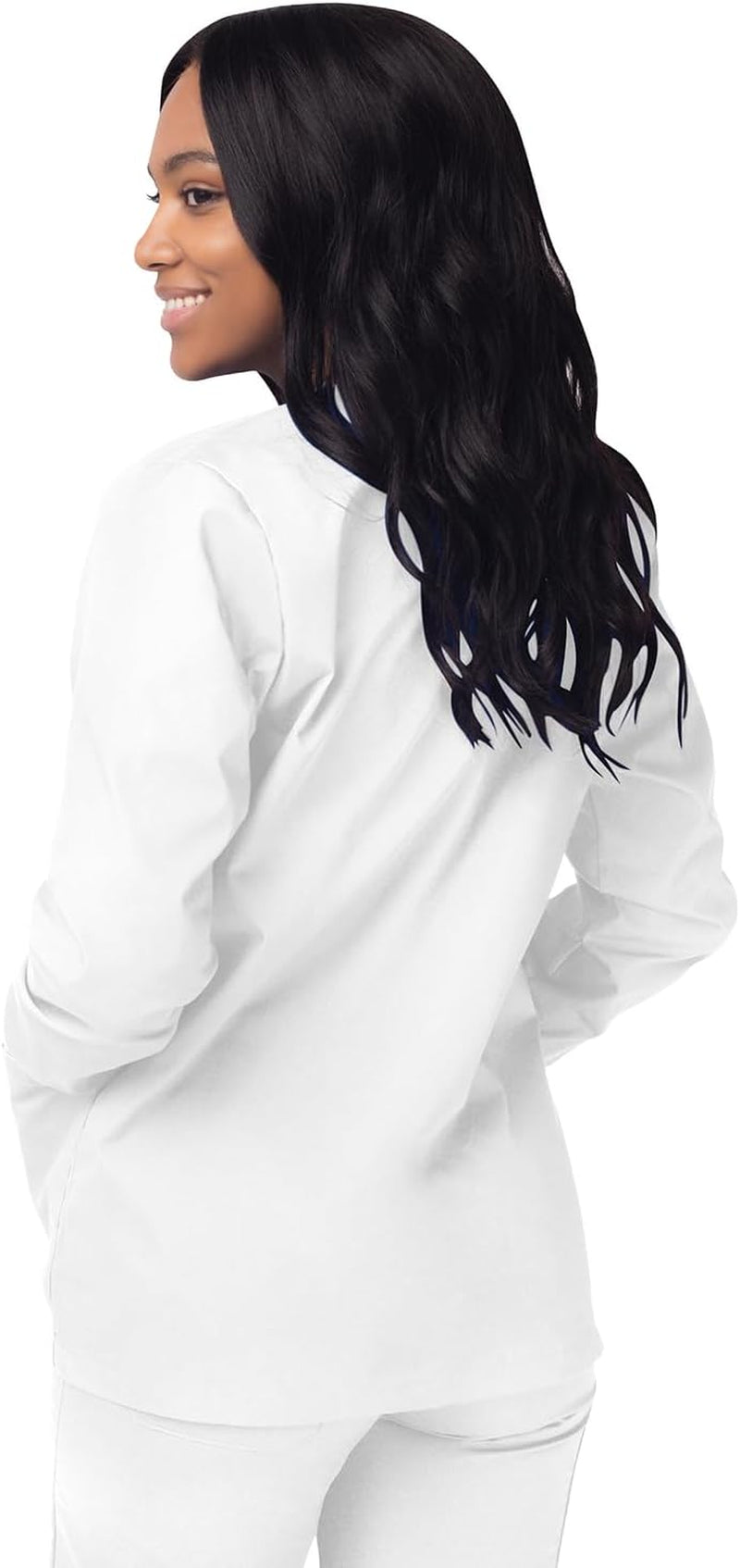 Women'S Scrubs Warm-Up Jacket/Front Snaps - round Neck