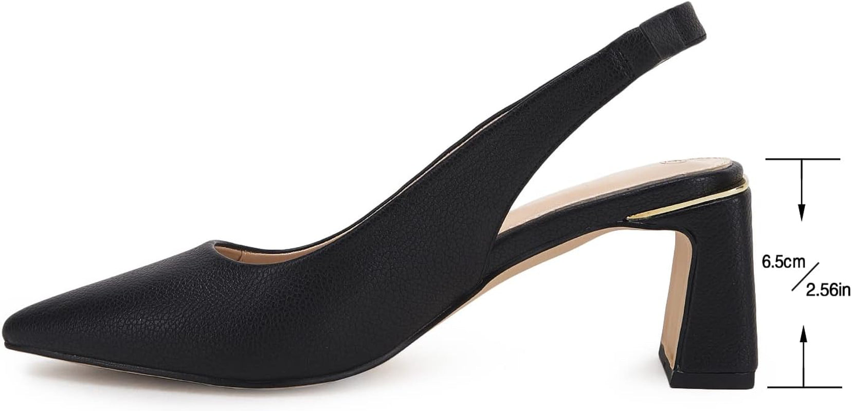Womens Slingback Chunky Heels Point-Toe Pump Shoes Block Heel Summer Sandals Low-Heel Party Shoes